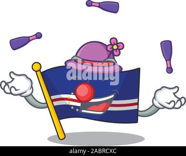 Super Juggling flag cap-vert mascot cartoon style Illustration de Vecteur