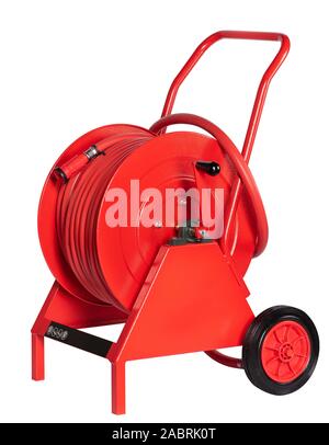 Le tuyau d'incendie de véhicule de transport de fond blanc Banque D'Images