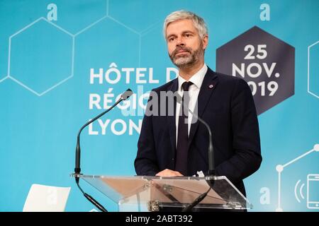 Le 25 novembre 2019, Lyon, Auvergne-Rhône-Alpes, France.Laurent Wauquiez Président de la région Auvergne-Rhône-Alpes Banque D'Images