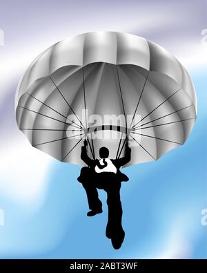 Businessman Concept Parachutisme Illustration de Vecteur