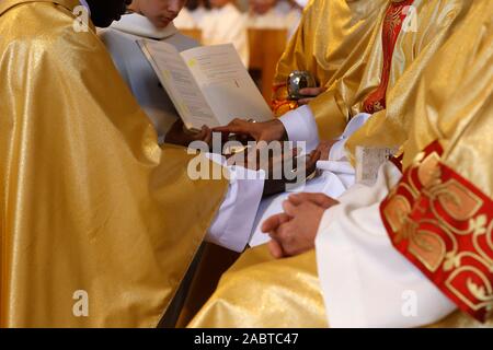 Deacon ordination en la cathédrale catholique Sainte Genevieve, Nanterre, France. Banque D'Images