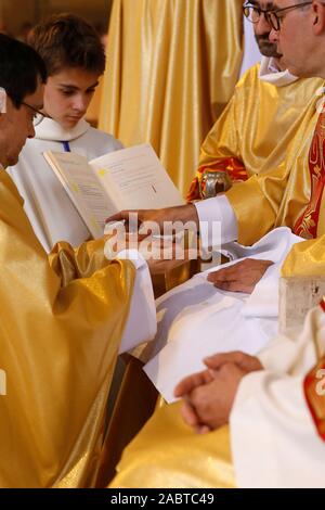 Deacon ordination en la cathédrale catholique Sainte Genevieve, Nanterre, France. Banque D'Images