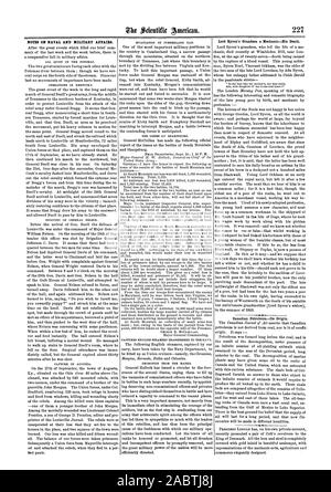 NOTES SUR LES AFFAIRES MILITAIRES ET NAVALES., Scientific American, 1862-10-11 Banque D'Images