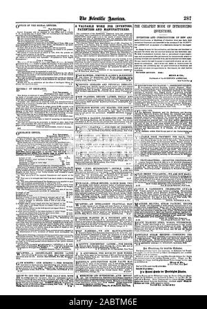 Directions. Envoyer la circulaire d'avancement. Répondre A. B. WILSON Waterbury Connecticut 16tf NEW YORK ET COURROIES PACKING CO. 1413 Nos 37 et 88 rangs Park New York. de cuir à un tiers de moins de prix. La machine à vapeur est d'emballage faits à tous et l'huilage est justifiée pour tenir n'importe quelle pression requise ; ensemble de courroies transporteuses ET YORK wit PACKING COMPANY. JOHN H. CHEEVER Trésorier. que ZOO étant en cours d'utilisation. Toutes les garanties satisfaisantes ou pas de vente. Un grand, Scientific American, 1863-05-02 Banque D'Images