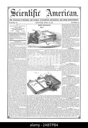 L'AVOCAT DE L'INDUSTRIE ET DU JOURNAL DE MÉCANIQUE SCIENTIFIQUE ET D'autres améliorations. Polygraphe d'AMES. Fig.1, Scientific American, 1855-04-14 Banque D'Images