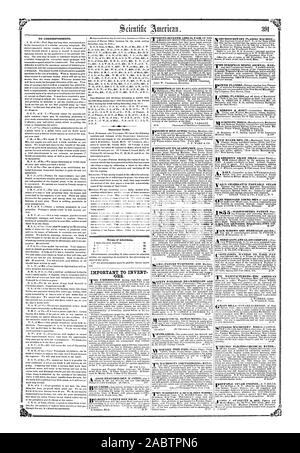 Aux correspondants. Les articles importants. Termes de la publicité. RS. JOHN W. CHAMBERS Secrétaire. I.10 LES AGRICULTEURS ET TOUS LES AUTRES PONTS MOBILES ET DE FER DE LA SÉCURITÉ INTER ROTATIF ORCROSS RABOTEUSE MINING JOURNAL EUROPÉEN S-MTERGNES SOUS CAUTION Personne en électrotechnologie bains chimiques, Scientific American, 1855-08-18 Banque D'Images