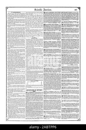 Thrutifir AUX CORRESPONDANTS. oui Les articles importants. Termes de la publicité. La SRO. ELCH diz GRIFFITHS SCIES-BREVET rOTICELUMBER laTEIRGNES AGRICULTEURS CONCESSIONNAIRES' ELECTRO-BAINS CHIMIQUES TAFFORD la moitié de la centaine d'Alon RAILROAD PONTS MOBILES ET -WOODWO T IR H ' S PA R UN AIN MILLS-EDWARD HARRISON. de nouveau Angenommgamerrally, Scientific American, 1855-09-01 Banque D'Images