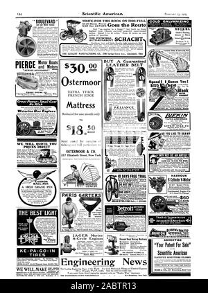 BOULEVARD et Motors PIERCE ENCINE CO. vingt-quatrième Avenue. Racine Wisconsin KE-PA-GO-DANS LES PNEUS POUR ÉCRIRE CE LIVRE SUR CETTE PLEINE DE L'INVINCIBLE LA SCHACHT CO. 2700 Spring Grove Avenue. Cincinnati Ohi COURROIE DE CUIR COURROIES CHICAGO RELIANCE CO. 24 rue verte du sud Chicag LAISSEZ LE DIABLE ROUGE JAGER. CHAS Marine. J. JAGER CO. 281 Franklin Coy. Batterymarch St Boston Massachusetts Engineering News NOUS ALLONS VOUS CITER PRIX DIRECT Waterloo Waterloo moteurs gaz moteur à essence, l'entreprise BEST'LIGHT la meilleure lumière Co. Canton 0. mon pour acheteurs avertis. Pas de dérapage. Pas de crevaison. Aucun problème. Ils ont juste Banque D'Images