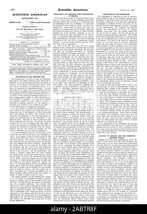 SCIENTIFIC AMERICAN A ÉTABLI 1845 publiés chaque semaine au n°361 Broadway. New York LA MENACE DES ARMES À FEU SANS BRUIT. Possibilité DE CONSTRUCTION D'ACIER AMÉRICAIN À Messine. Le métro SITUATION. Limites de l'aquaplanage. L'AVIATION EN AMÉRIQUE LATINE ET L'AMÉRICAIN SCIENTIFIQUE TROPHÉE., -1909-03-20 Banque D'Images