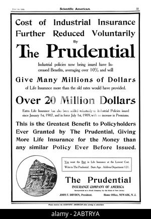 Coût de l'assurance industrielle encore réduit volontairement par le contrôle prudentiel, en moyenne, plus de 1 prestations froissé 0 % et vous donnera beaucoup de millions de dollars de l'assurance-vie plus que les anciens taux aurait fourni. Plus de 20 millions de dollars d'assurance-vie supplémentaire a également été ajouté volontairement à la politique industrielle délivré c'est le plus grand avantage pour les souscripteurs jamais accordé par le GivingVlore Prudential Assurance-vie pour l'argent que tout politique semblable jamais émis. La Prudentielle d'AMÉRIQUE, COMPAGNIE D'ASSURANCE constituée en société par actions par l'État du New Jersey JOHN F. DRYDEN Banque D'Images