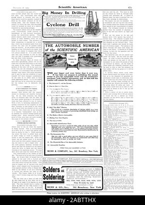Le grand argent dans le forage Forage yclone FLY P A P E R S. - DES FORMULES POUR METALSSIX BABBITT IMPORTANT : 70 cents par mail MUNN 6 CO. Inc 361 Broadway New York L'AUTOMOBILE Soudage nombre de questions le SCIENTIFIC AMERICAN 15 janvier cette année et plus encore mieux que jamais. Il a été notre but, en publiant ce bilan annuel à donner au propriétaire de l'automobile et l'acheteur potentiel de l'information vraiment utile et, à cette fin, le numéro contient les articles suivants : 1. L'Automobile et de l'agriculteur. 3. La voiture de pompiers. Tous les derniers moteurs de pompage de l'automobile Banque D'Images