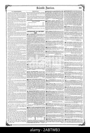 Aux correspondants. Les articles importants. Les 'Conditions générales de la publicité. La SRO., Scientific American, 56-03-22 Banque D'Images