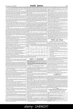 Inventions brevetées en Angleterre par les Américains., Scientific American, 1867-11-23 Banque D'Images