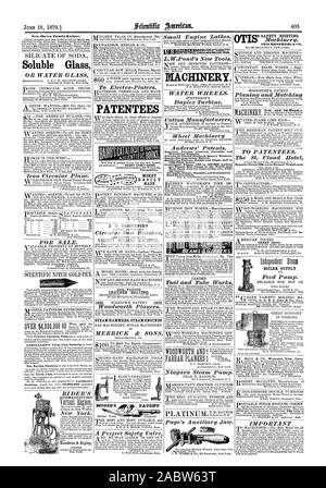 New Haven Famille Knitter. Les titulaires de verre soluble c un argent 0 . ; OAK pour courroies en cuir tanné des marteaux à vapeur Locomotives à vapeur des étuis d'entrepôt. La friction ou orienté Mining & Quarry étuis. Smoke-Burning chaudières Sécurité. 100 chevaux-puissance. par minute BesePumps MudHand passe dans le monde ; Gravel (.oal etc. Grain avec toute la lumière durable et économique simple. Brevet opposé (souris et Templeand maçonnique SKEET le FER. Alimentation de chaudière LES BREVETS DU MORSE Hendren & Ripley, Scientific American, 1870-06-18 Banque D'Images