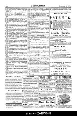 Une GRANDE VALEUR MUNN & CIE Éditeurs de la plus de MUNN & CO. conçoit les questions de marques, les interférences et les extensions d'affectations. Ils ont également poursuivre les rééditions des brevets étrangers DES CONSEILS SUR LA VENTE DE BREVETS D'INTERFÉRENCES ET DE RÈGLES DE PROCÉDURE À L'OFFICE DES BREVETS Des États-unis LE DROIT DES BREVETS, ETC. VOIR "Son à l'OTI S' MUNN & Co. aux annonceurs. scientifique américain. MUNN & CO. 37 Park Row New York. J'eow Retour Page - 1'00 une ligne. Les machinistes de la propriété de l'usine. Être vendus Flust Vulcan Iron Works Broyeurs Emery Brevet excavating ana déplacer des matériaux de toutes sortes ; fabricants de voitures fabri Portable pistes etc Banque D'Images