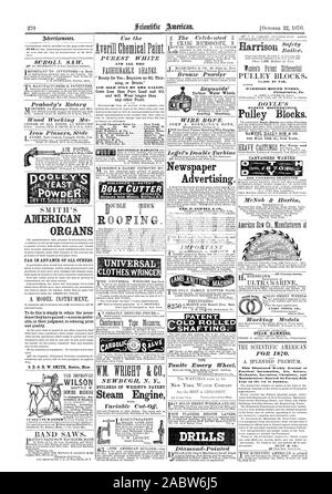 OLTCUTT R ROOFING. L'arbre de transmission du moteur à vapeur. JOHN A. ROEBLING'S SONS ewspaper Advertisin . HARRISON BOILER WORKS Philadelphie Pa. DIFFÉRENTIEL BREVET ulley blocs. H AHEM UNE 0 GANS Ce Journal Hebdomadaire Illustré d'informations pratiques Art Science mécanique Invention Chimie et ManufacturesEntered sa vingt-cinquième année le 1er janvier., Scientific American, 1870-10-22 Banque D'Images