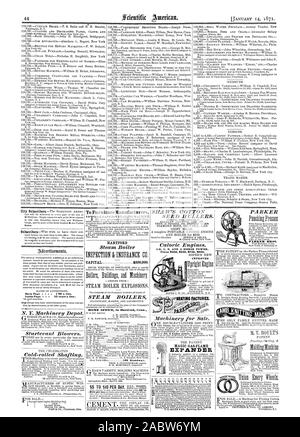 Retour Page 1'00 une ligne à l'intérieur de la page 75 c. une ligne pour les fabricants de meubles. HARTFORD CAPITAL $500000. PARKER PARKER BROS GAZ MAGIQUE FLAMME-EXPANDER J SHAW, des décortiqueuses de graines de coton. 1-2 et 4 chevaux. Prix $350 $550 $950 6750. L'amélioration de 10;11 ACCUEIL BUREAU À Hartford dans le Connecticut, Scientific American, 1871-01-14 Banque D'Images