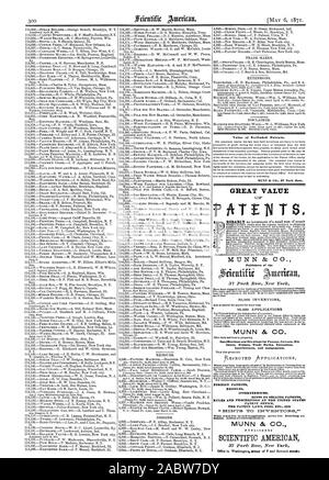 MUNN dr CO. 37 Park Row. Une GRANDE VALEUR MUNN & CIE Éditeurs de la MUNN & CO. Les spécifications et les dessins des brevets Dessins questions mises en garde concernant les interférences et les extensions des marques d'affectations. Les brevets étrangers DES CONSEILS SUR LA VENTE D'INTERFÉRENCES RÉÉDITIONS BREVETS DES BREVETS LE DROIT DES BREVETS, etc. Voir Munn & CO., AIVERICAN SCIENTIFIQUE Scientific American, 1871-05-06 Banque D'Images