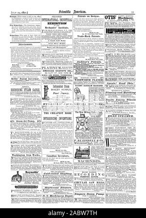 AMERICAN GRAPHITE CO." DES MINES ET TRAVAUX PUBLICS TICONDEROGA. Grades pour les tees spéciaux préparés sur commande. Les MEILLEURS MODE 37 Park Row. New York. La friction silencieux et Portable étuis d'entrepôt. Alining ou frottement orienté Carrière & étuis. Smoke-Burning chaudières Sécurité. Ting Oscilla doubles et simples moteurs pompes centrifuges 1.2 100 à 100000 litres de gravier Sable Boue Charbon céréales etc.. avec des blessures. Toute la lumière durable et économique simple. Pour envoyer des circulaires. Les ponceuses de WOODWORTH BANDE BREVET1W MACHINES 16z'enrthKavitei.BNI.5 IRON WORKS NORWALK Le nouveau Wilson. Under-Feed Les meilleurs & LES MOINS CHERS EN Banque D'Images