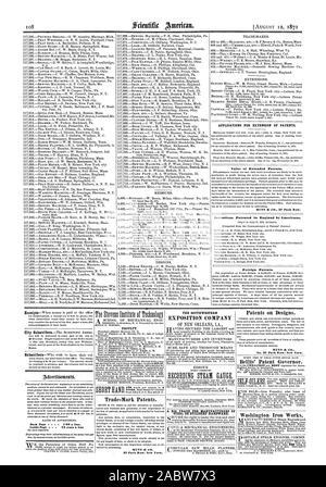 Les demandes d'EXTENSION DE BREVETS. La valeur des brevets étendus. MUNN & CO. 37 Park maintenant. Inventions brevetées en Angleterre par les Américains. Les brevets étrangers. À l'intérieur de la page 75 c. une ligne faculté. Brevets Marques de commerce. MUNN & CO. 37 Park Row New York. L'EXPOSITION SUD-OUEST DE L'ENTREPRISE UN GRAND COMMERCE POUR LES FABRICANTS D'ACIER OU DE MATÉRIEL DE CONSTRUCTION. Les brevets sur les dessins et modèles. MUNN & CO. No 37 Park Row New York. Bellis' Gouverneur des brevets. Washington Iron Works, Scientific American, 1871-08-12 Banque D'Images