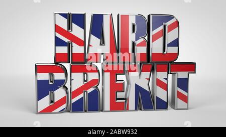 Disque no deal brexit union jack texte 3D, 3D render Banque D'Images