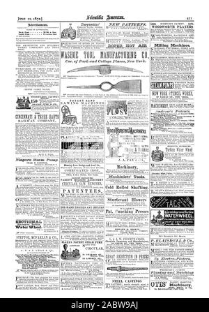 De tous les décideurs. Office 5 Dey Street New York. L'AMÉLIORATION DES BREVETS ET L'EDWARD H. Wilder ajustable HOSKIN Lowell. Messe. STEAMPUMPS RABOTEUSES WOODWORTH 87 Nassau Street. New York. 8ème jour Ctirculare. L'AMÉLIORATION DE RISDON&POLI SEAUX AMOVIBLES OTIS BROS. de CO. No 348 Broadway. New York. L'hôtel WOODWARD'S COUNTRY HOMES. JUDD ORANGE & CO. L'H. M. RAYNOR 51 CHARDONST. Boston Massachusetts New York. Tenonneuses & MACHINES &c., Scientific American, 1872-06-22 Banque D'Images