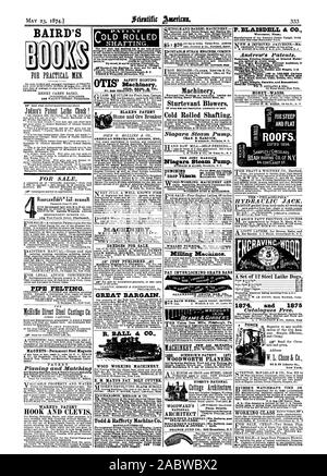 Par Minute meilleures pompes dans le monde de la boue passage de gravier Sable Charbon céréales etc. avec des blessures. Toute la lumière durable et économique simple. Pour envoyer circulaire". Argent-salaires. La ' ' PHILADELPHIE CRIC HYDRAULIQUE. 1874. et 1875 catalogues gratuitement. 95 & 97, rue de la Liberté à New York. J'AVAIS DES TOITS EST B 1856. - Pour les plans et détails, Scientific American, 1874-05-23 Banque D'Images