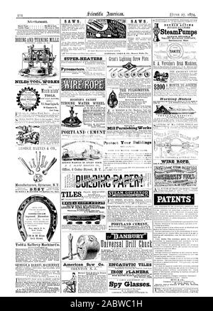 À l'intérieur de la page 75 c. la ligne. Des scies. Les moins chers dans les plus fortes en matière de brevets de Houston. Meilleur. plus haut pourcentage jamais compté jamais obtenue. Dans LE CIMENT PORTLAND VOULAIT AGENTS dans chaque ville. Très épais et IXPROVED. OMI gala .41N 410 Direction générale de l'Amérique a vu SCIES Co. Depotet Mill Ameublement travaille LE FEU ET L'EAU LA PREUVE DE LA PEINTURE. Fer rLANERS carreaux 1995937 MANUFACTURING CO. DE NEW HAVEN New Haven. Sienne. y les lunettes. Le godet-SteamPumps PLONGEUR TOUJOURS FIABLE. VALLEY MACHINE COMPANY T il EE R PLY (1 0 14 I N' en cours d'utilisation de dix ans. Câbles d'acier. Brevets MUNN diz : CO. 37 Parc 'tow. N. C. POUR DE NOUVEAUX OUTILS 31.1. YORIL dt KE1ZER. 44 Holliday Banque D'Images