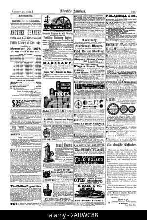 La roue de l'eau de la turbine l'Américain BLAKE Pierre brevet et de minerai adresse marteau concasseur Blake CO. New Haven. Aimants permanents Conn. aimants acier semelle intérieure. L'AMÉLIORATION DE RISDON TURBINE. L'Union Iron Mills Pittsburgh Pa. im 4i ? 10 irk. ; w Aimmaummum laissez-Metal .10t foOThs AletaInthelE 72 720 lb016 WARREN PRE MR JUSTIFIÉE MARQUE À L'ÉPREUVE DU BREVET. Les meilleurs et les moins chers dans la peinture. deutfefie Cfrfinder 721es. 37 33 arf Mow New York 150000 100000 100000 Obi $2400 Le Toll-Gat, Scientific American, 1874-08-22 Banque D'Images