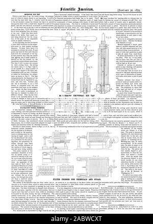 L'AMÉLIORATION DE MOURIR ROBINET. FILTRATION SOUS PRESSION. McFETHRIES' DIE UNIVERSELLE ROBINET. Recettes utiles pour la boutique la maison et la ferme. Filtre-PRESSE POUR LES PRODUITS CHIMIQUES ET LE SUCRE., Scientific American, 1875-01-30 Banque D'Images