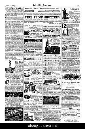 Machine à faire B. C. CO. Battle Creek Mich LA POMPE À VAPEUR NIAGARA Hubbard& MOTEURS Allen et chaudières machinistes des outils. Outils du machiniste DU COMMERCE. MOTEUR ram. EwBedford N New Haven Connecticut MARSHALL EST L'EXTENSION DES BREVETS PORTE CONDUCTEUR IRE PREUVE DE VOLETS. 33fillECE'S, Scientific American, 1875-06-12 Banque D'Images