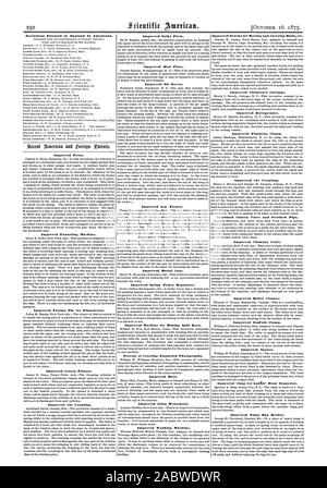 Inventions brevetées en Angleterre par les Américains. Amélioration de la presse. L'amélioration de tunnelier. L'amélioration de la broche de réglage de pianofortes. Coton amélioré du semoir. Amélioration de la voiture d'attelage. Amélioration de la charrue Sulky. L'amélioration de la plaque du talon. L'amélioration des poêles à l'huile. Turner journal améliorées. L'amélioration de la grille de cheminée. Cercueil. Régulateur de puissance ressort amélioré. L'amélioration de la machine pour rendre les clés de répartition. Processus de photographies émaillées de coloriage. L'amélioration de l'initialisation. L'amélioration de monument en verre. Amélioration de la machine à laver. L'amélioration de camions pour déplacer et transporter les rails, etc. l'amélioration de transport. L'amélioration d'un réfrigérateur. L'amélioration de Banque D'Images