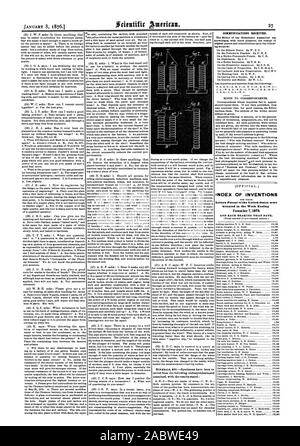 Les communications reçues. Lettres patentes de l'United Staters ont été octroyées au cours de la semaine se terminant le 7 décembre 1875., Scientific American, 1876-01-08 Banque D'Images