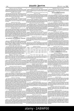 De nouvelles inventions et de l'ingénierie mécanique. Nouveaux produits chimiques et autres inventions., Scientific American, 1876-08-11 Banque D'Images