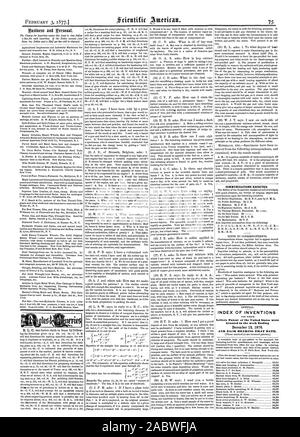 Les communications reçues. INDEX DES INVENTIONS accordée dans la semaine se terminant le 12 décembre 1876. Et chaque roulement CETTE DATE., Scientific American, 1877-02-03 Banque D'Images