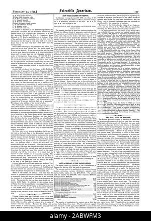 Académie DES SCIENCES DE NEW YORK. Rapport ANNUEL DE L'OFFICE DES BREVETS. L'industrie du fer en Angleterre., Scientific American, 1877-02-24 Banque D'Images