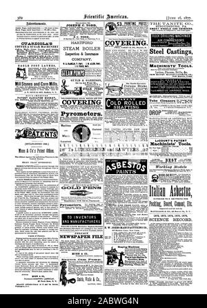 EMERY ROUES ET CRINDERS. Page intérieure chaque insertion 75 cents la ligne. Retour Page chaque insertion 31,00 une ligne. La plus ancienne agence pour solliciter des brevets aux États-Unis. Des copies des brevets. MUNN & CIE Éditeurs SCIENTIFIC AMERICAN 37 Park Row N. Y. Washington D. C. JOSEPH C. TODD J. C. TODD GC :  PEINTEi Mannfachwy] =1 ID W. 4ème rue Cincinnati. Pour LES INVENTEURS ET LES FABRICANTS DE FICHIER JOURNAL PARFAIT ROCK DRILLING. Les compresseurs d'AIR MACHINES Steel Castings EVELINA Street Philadelphia PA. Les outils des mécaniciens. NEW HAVEN MANUFACTURING CO. New Haven Connecticut LE MEILLEUR : MOTEUR PLUS ÉCONOMIQUE.fait du café Banque D'Images