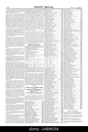 Les communications reçues. INDEX DES INVENTIONS Lettres patentes de l'United States ont été accordés dans la semaine se terminant, Scientific American, 1877-06-23 Banque D'Images