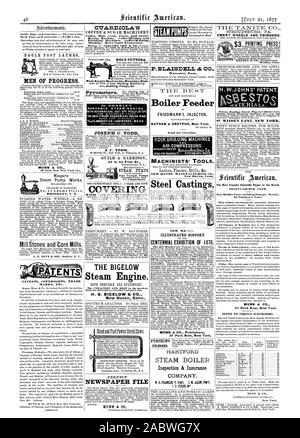 Ntrerti Page intérieure chaque insertion 75 cents la ligne. Retour Page chaque insertion 00 une ligne. Les TOURS À PIED AIGLE HOMMES DE PROGRÈS. MUNN & CO. AVERTISSEMENTS D'AUTEUR MARQUES ETC. AMERICAN. C1:781R.D.r0L.A.'S COFFEE & SUGAR Café MACHINES Maïs Malt Grains de cacao et de la parfumerie. - Par W. SA1UNDERS BIGELOW la machine à vapeur. Les moins chers et les meilleurs sur le marché. Pour envoyer la circulaire descriptif et liste de prix. H. B. BICELOW & Co., New Haven (Connecticut) 8. Je FICHIER JOURNAL MUNN Il CO. P. BLAISDELL CO. Worcester Plass. Le meilleur et le plus économique d'alimentation des chaudières EST FRIEDMANN EST FABRIQUÉ PAR INJECTEUR circulaire pour envoyer Banque D'Images