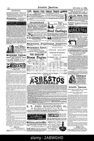 STROUDSBURG PA. EMERY ROUES ET CRINDERS IRON WORKS YALE MACHINES-OUTILS TOURS MOTEUR TOURNANT ET ENNUYEUX Raboteuses Fer MILLS NILES TOOL WORKS Hamilton dans l'Ohio. Avertissements d'AUTEUR MARQUES ETC. BUNN & CO. 37 Park Row N. Y. Page intérieure chaque insertion 75 cents la ligne. Retour Page chaque insertion . 81.00 une ligne. Falls Pa. N.BPlease dire où vous avez vu cela. Ctr.A.B.DIOLAM & Café Café Machines de sucre de maïs et de Cacao 3Ialt Dryinm Grain Machine. Coffee-Hulling et machines de polissage. Coffee-Washing la machine. Sucre Helix l'évaporateur. Coupe-boulons. Wood & Light Machine Co. Worcester Mass. BRADFORD MILL CO Banque D'Images