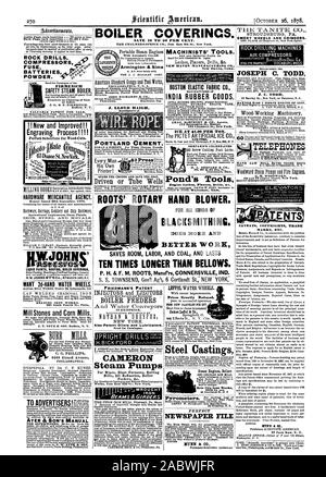 Advatisemento. Page intérieure chaque insertion - 75 cents la ligne. Les compresseurs des perforatrices PÂTE FUSIBLE EN POUDRE. HARDWARE MERCANTILE AGENCY. Rapport publié le 30 septembre 1575. Des outils agricoles fusils pistolets W.JOHNS les peintures liquides les revêtements de toiture CHAUDIÈRE POUR LES ÉCHANTILLONS ENVOYER BROCHURE ILLUSTRÉE ET LISTE DE PRIX. La 2D QUE LES ROUES DE L'EAU. Lecture IRON WORKS 261 Sud quatrième fleuve Phila. Meules et moulins de maïs. J. T. NOYE & SON Buffal N. Y. AYER & SON MANUEL DU FABRICANT DE PIÈCES DE CIMENT PORTLAND LE CROTON ET SATE LE COÛT. Conduit ou puits de FRIEDMANN'S PATENT Brevet également d'alimentation de chaudière Banque D'Images