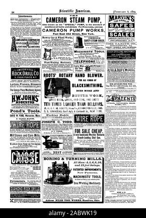 Breech-Loading Shot Gun. Adittrtionnento. Retour Page chaque insertion - 51.00 une ligne. "Ce travail est très fiable et est fortement LLENS LIGHTF LNATIONS USEFULCOMPAN J SUR 17. PARK PLACE N.Y METAIL PRESSES feuille de dessin des tours à la Place George Shapers raboteuses Machines Machines de l'Agence de chaque DeSeription. W.JOHNS lasersuis Couverture Revêtements Peintures liquides Chaudière Pond's tours moteur Outils Perceuses fraiseuses &e. DAVID W. ÉTANG Worcester Mass. J. LLOYD HAIGH Meules et moulins de maïs. J. T. NOYE & SON Buffal N. Y. exclusivement d'assurance-incendie. JULIEN LE CESNE Secrétaire résident. TEMPLE de Malinger J. T. Banque D'Images