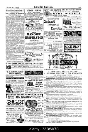 52 QUAI CENTRAL DE BOSTON. Tôle ondulée Baker pression rotative soufflante. D'autres. WILBRAHAM BROS. 2E18 Frankford sont. CA EN vieux arbres laminés. PETER LE JARDIN. HENDERSOCO Plantes à fleurs d'un BLAKE'S STONE BREAKER ET DE MINERAI ET D'UN CONCASSEUR. Une nouvelle TAILLE POUR LA PROSPECTION ET L'UTILISATION EN LABORATOIRE. Pour envoyer la liste des prix réduits. New York. J. A. FAY & CO'S Machines de conception originale dans la construction simple ard de l'excellence. L. F. STANDISH & CO.-METAL TYPE DE PLAQUES DE DÉCHARGE. Un substitut À LA CONSOMMATION DE BOIS DE COUPE NEW STEEL HORSE SHOE La JOHN D. BILLINGS PAT ENT HORSE SHOE COMPANY LECTURE IRON WORKS '261 Banque D'Images