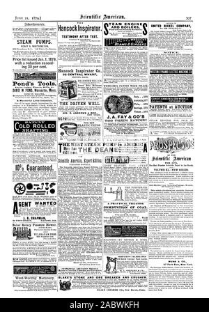 Part III D'ALIMENTATION HYDRAULIQUE 10 CETTE NOUVELLE ÉQUIPE DE TREILLIS ÉLASTIQUE IL ENCINE MEILLEURE POMPE À VAPEUR DANS UN ADIERIC la pompe à vapeur Deane travaille à New York. BLAKE'S STONE BREAKER ET DE MINERAI ET D'UN CONCASSEUR. Une nouvelle TAILLE POUR LA PROSPECTION D'UN LA BORATORY UTILISER. Concasseur BLAKE CO. New Haven dans le Connecticut, Scientific American, 1879-06-21 Banque D'Images
