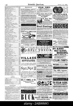 Les brevets délivrés aux Américains anglais UCROZ HERMANOS 4Ic C HUIT TAILLES POUR UTILISATION MAIN EMLEN GRAHAM & PASSMORE VILLACE JOURNAUX. 10, rue de l'épinette POMPES À VAPEUR. HENRY R. WORTHINGTON 239 Broadway New York) 83, rue Water Boston. Des prix inférieurs à ceux d'une autre pompe à vapeur sur le marché. Faire votre propre impression. Moulages d'acier de travail à façon bois. y Les ponceuses Tours Shapers J. A. FAY & Co's machines dans Orighlial : Simple de conception dans la construction de fabrication parfaite évite la main d'oeuvre augmente et économise des produits de la plus haute position ou l'excellence. Lunettes d'espion des JUMELLES MICROSCOPES JAMES W Banque D'Images