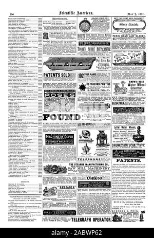 Plus grande nouveauté OUT III English Brevets délivrés à des Américains. MACHINERY DEPOT AME R ICA. H.B.SMITH MACHINE CO. m une Baldwinsvill. Masse d'EASTHAMPTON. L'obélisque égyptien ni l'Amérique. Cest LE MEILLEUR ET LE MOINS CHER. 1 .7 PoRTADLIF M : N.Y.U.S.A. UTICA MILLS Les roues de l'eau Leffel téléphone prix grandement réduit. Les brevets. BEECHER & Peck. New Rave  % Coml. W. C. WREN est le seul établissement d'une entreprise SPÉCIALE DE ROSES. 50 Maisons LE DINCEE LAROE CONARD & CO. FONT VOTRE PROPRE IMPRESSION H. HOOTER Phila. Pa VALLEY MACHINE CO. LE STEARNS CO. CHAUDIÈRES MOTEURS ET MACHINES EN GÉNÉRAL SAW MILL Banque D'Images