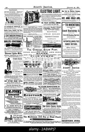 Ciments REVÊTEMENTS Etc. H. W. JOHNS M'F'C CO. 87 Maiden Lane New York. IleFARLAN & NOTTINGHAM NOUVEAU MODÈLE TOURS MOTEUR Perceuses fraiseuses Shapers etc. 216-220 WEST ST 2d. CINCINNATI (Ohio). Jarvis Fourneau Co. Page intérieure chaque insertion 75 cents la ligne. Retour Page chaque insertion 81.00 une ligne. La POMPE À VAPEUR CAMERON CONÇU POUR UNE UTILISATION DANS UN INT M14S0 pour les genres." NIANTJFACTIMING- ET MI JE PIED EAST 23d STREET NEW YORK CITY. Il n'est guère étonnant. Le STEARNS CO. SCIERIE MACHINES. Chaudières ET MACHINES MOTEURS DANS GgNERAL. Le seul réservoir ÉCRIRE DANS LE MONDE AVEC UN CERCLE D'IRIDIUM AUTOUR DU Banque D'Images