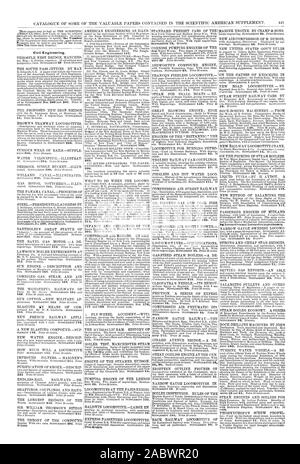 Catalogue DE CERTAINS DES DOCUMENTS DE VALEUR CONTENUES DANS LE SCIENTIFIC AMERICAN SUPPLEMENT. 427, 1881-12-31 Banque D'Images