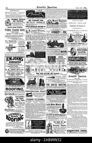 Brosse de nettoyage. L'INJECTEUR EN DUPLEX. Vieux ROULA C Colombie-britannique Bicyclettes et tricycles. Les éjecteurs ERICSSON'S Nouveau moteur de pompage calorique Delamater Iron Works JACKET BOUILLOIRES BUBO'S   Baltimore Baltimore chauffe-cheminée.Md. NEW YORK ET L'EMBALLAGE POUR COURROIES COMP'Y. NEW YORK ET COURROIES PACKING CO. EMERY ROUES. L'efficacité économique simple. Le pilote de l'air chaud du moteur de pompage DE COMPRESSION 10000 SOLO. Shimer Têtes de fraisage, Scientific American, 1883-07-28 Banque D'Images