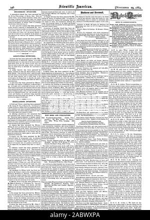 Les inventions techniques. Les inventions agricoles. Dispositions diverses inventions. Nouveaux LIVRES ET PUBLICATIONS., Scientific American, 1884-11-11 Banque D'Images